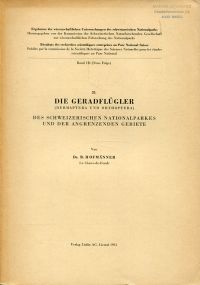 Hofmänner, Die Geradflügler (Dermaptera und Orthoptera) des Schweizerischen Nati (Umschlag)