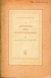 Sachs, Giftzahn und Schleuderzunge. (Umschlag)