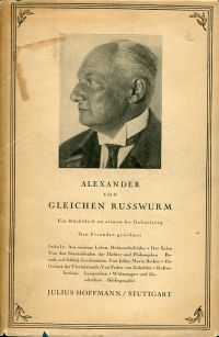 Gleichen-Rußwurm, Ein Rückblick an seinem 60. Geburtstag. (Umschlag)