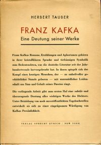 Tauber, Franz Kafka. (Umschlag)