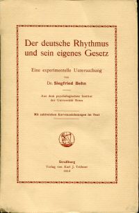 Behn, Der deutsche Rhythmus und sein eigenes Gesetz. (Umschlag)