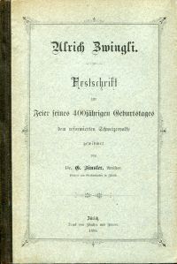 Finsler, Ulrich Zwingli. (Umschlag)