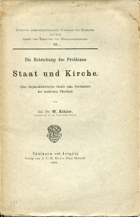 Köhler, Die Entstehung des Problemes Staat und Kirche. (Umschlag)