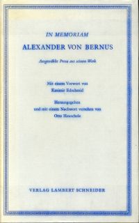 Bernus, In memoriam Alexander von Bernus. (Umschlag)