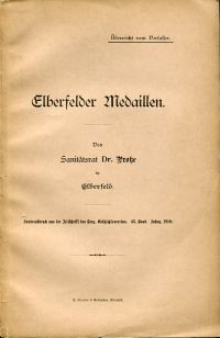 Protze, Elberfelder Medaillen. (Umschlag)