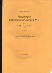 Gaebler, Fälschungen makedonischer Münzen VIII. (Umschlag)