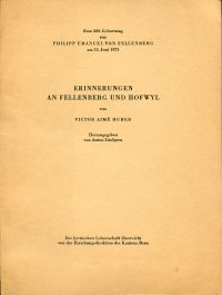 Huber, Erinnerungen an Fellenberg und Hofwyl. (Umschlag)