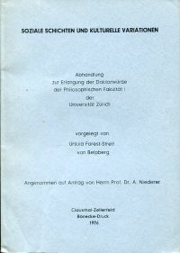 Forest-Streit, Soziale Schichten und kulturelle Variationen. (Umschlag)