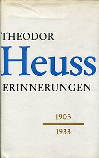Heuss, Erinnerungen 1905 - 1933. (Umschlag)