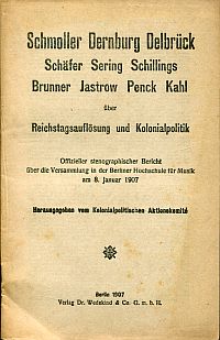 Schmoller, Dernburg, Delbrück, Schäfer, Sering, Schillings, Brunner, Jastrow, Pe (Umschlag)