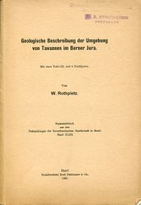 Rothpletz, Geologische Beschreibung der Umgebung von Tavannes im Berner Jura. (Umschlag)