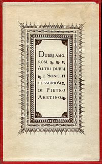 Aretino, Dubbi, altri dubbi e sonetti lussuriosi. (Umschlag)