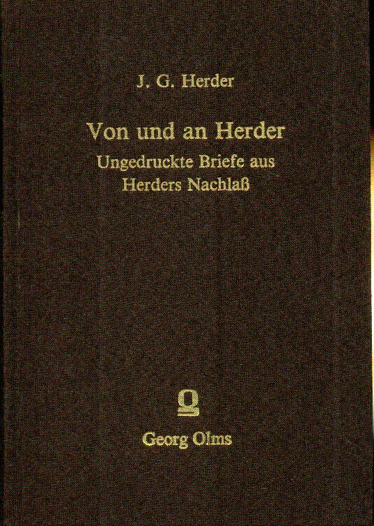 Herder, Von und an Herder. (Einband)