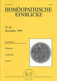 Homöopathische Einblicke, No. 40, Dezember 1999. (Umschlag)