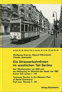 Kramer, Die Strassenbahnlinien im westlichen Teil Berlins. (Umschlag)