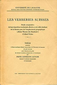 Lehmann-Lenoir, Les verreries suisses. (Umschlag)