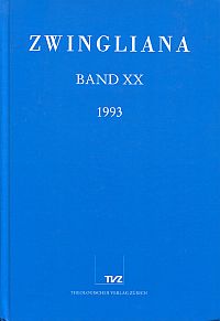 Zwingliana, Band 20 (1993). (Umschlag)