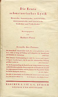 Faesi, Die Ernte schweizerischer Lyrik. (Umschlag)