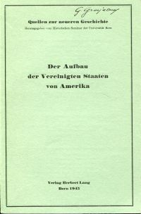 Hochuli, Der  Aufbau der Vereinigten Staaten von Amerika. (Umschlag)