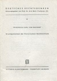 Savigny, Grundgedanken der historischen Rechtsschule. (Umschlag)