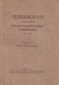 Neumann, Verzeichnis des deutschen Privat-Versicherungs-Schrifttums 1922-1929. (Umschlag)
