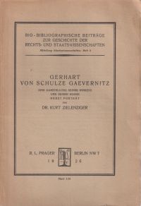 Zielenziger, Gerhart von Schulze Gaevernitz. (Umschlag)