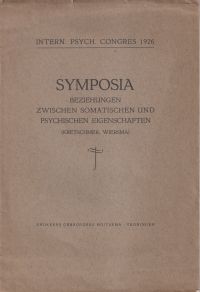 Kretschmer, Beziehungen zwischen somatischen und psychischen Eigenschaften. (Umschlag)