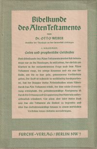 Weber, Bibelkunde des Alten Testaments. (Umschlag)