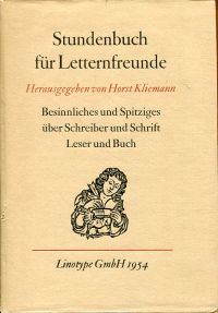 Kliemann, Stundenbuch für Letternfreunde. (Umschlag)