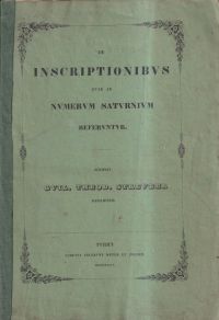 Streuber, De Inscriptionibus quae ad Numerum Saturnium. (Umschlag)