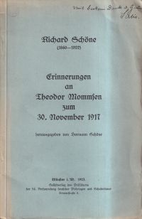 Schöne, Erinnerungen an Theodor Mommsen zum 30. November 1917. (Umschlag)