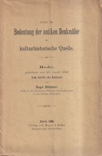 Blümner, Über die Bedeutung der antiken Denkmäler als kulturhistorische Quelle. (Umschlag)