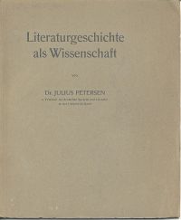 Petersen, Literaturgeschichte als Wissenschaft. (Umschlag)