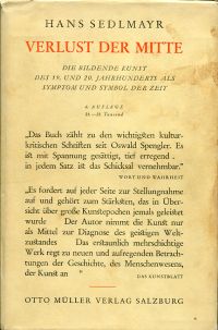 Sedlmayr, Verlust der Mitte. (Umschlag)